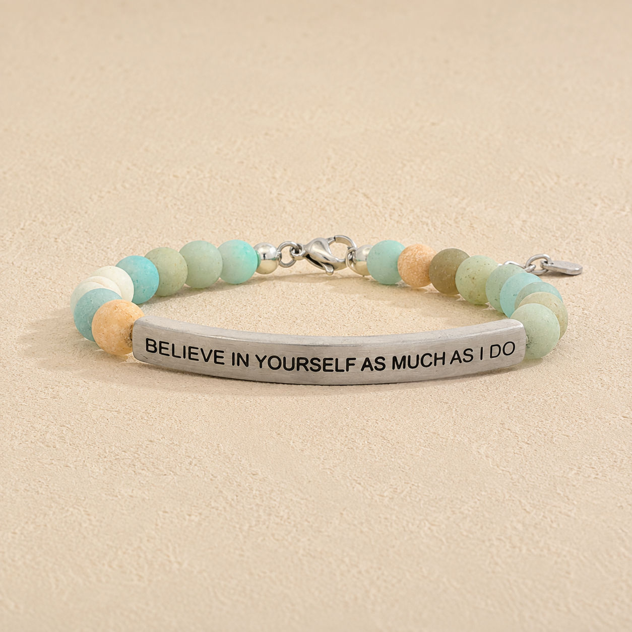 Beautiful Girl, You Were Made to Do Great Things" Engraved Bar Beaded Bracelet
