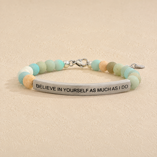 Beautiful Girl, You Were Made to Do Great Things" Engraved Bar Beaded Bracelet