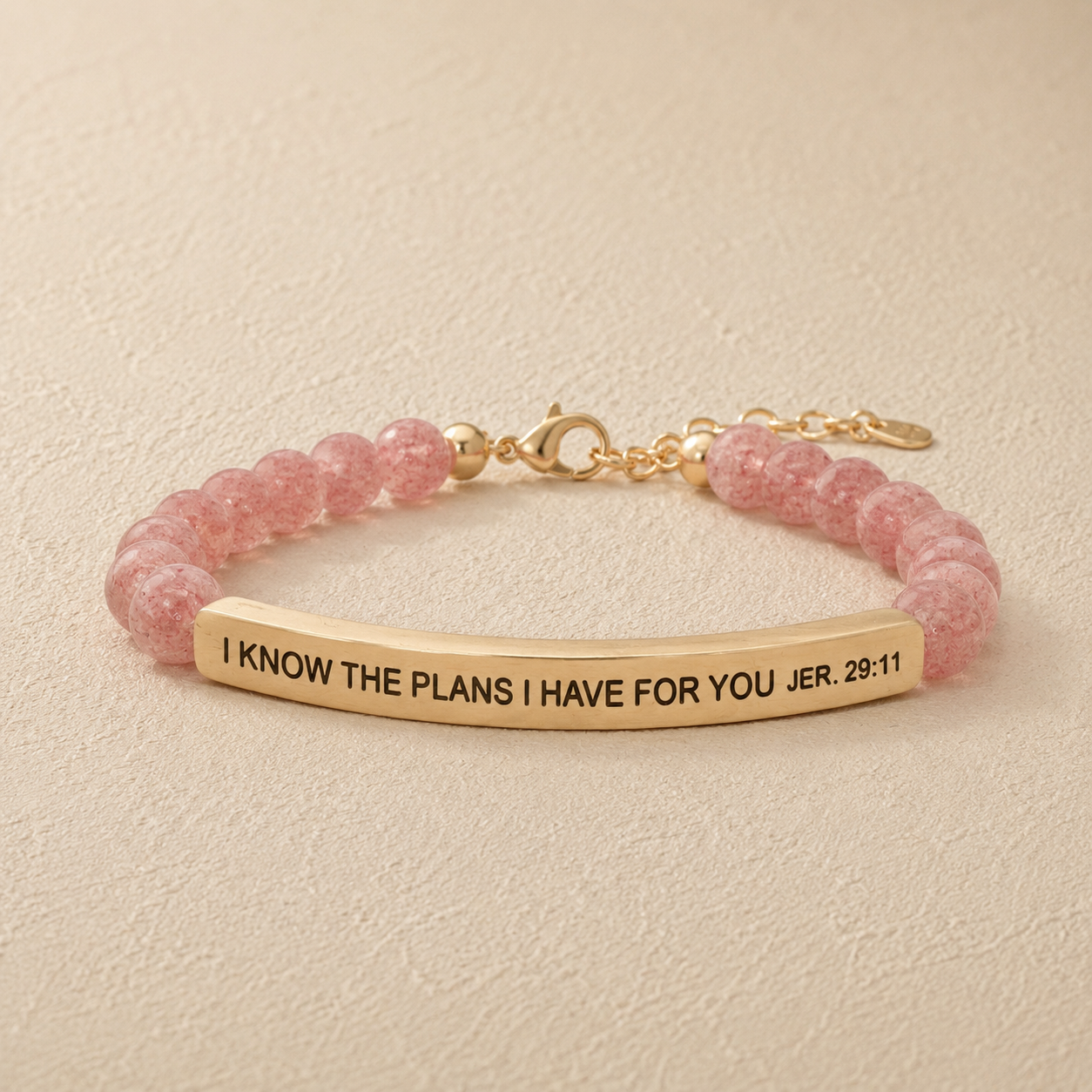 "I Know The Plans I Have For You Jer 29:11" Engraved Bar Beaded Bracelet