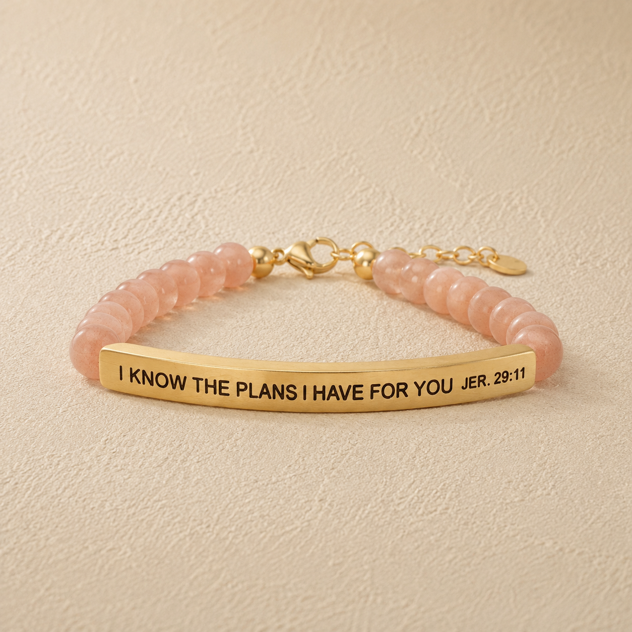 "I Know The Plans I Have For You Jer 29:11" Engraved Bar Beaded Bracelet